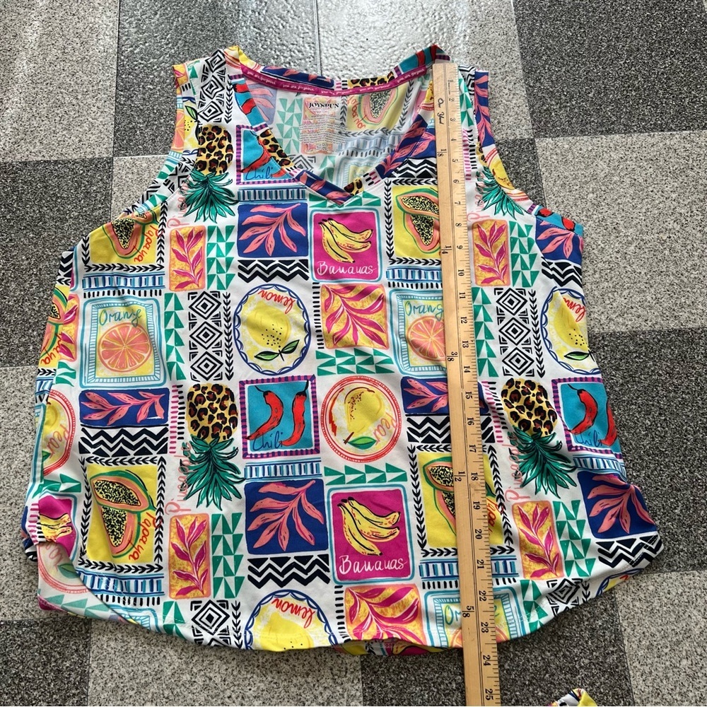 Women's Multicolor Tropical Print Tank & Short Pajama Set- XL - Picture 6 of 7